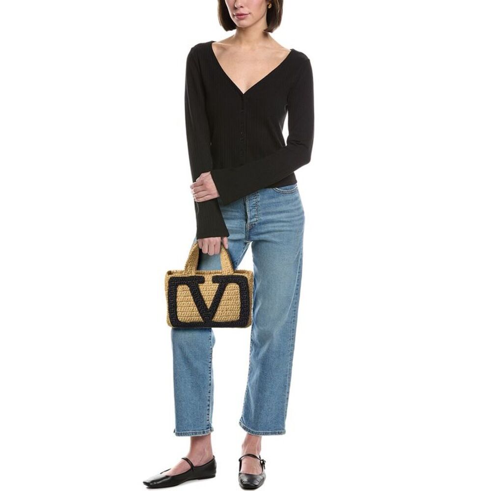 Valentino Viva Small Raffia Tote, Brown - Picture 4 of 4